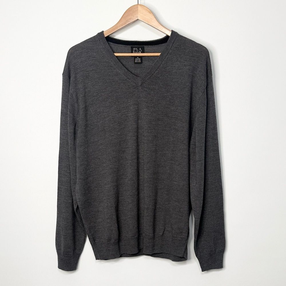 Jos. A. Bank Signature Collection 100% Merino Wool Charcoal V-Neck Sweater XL